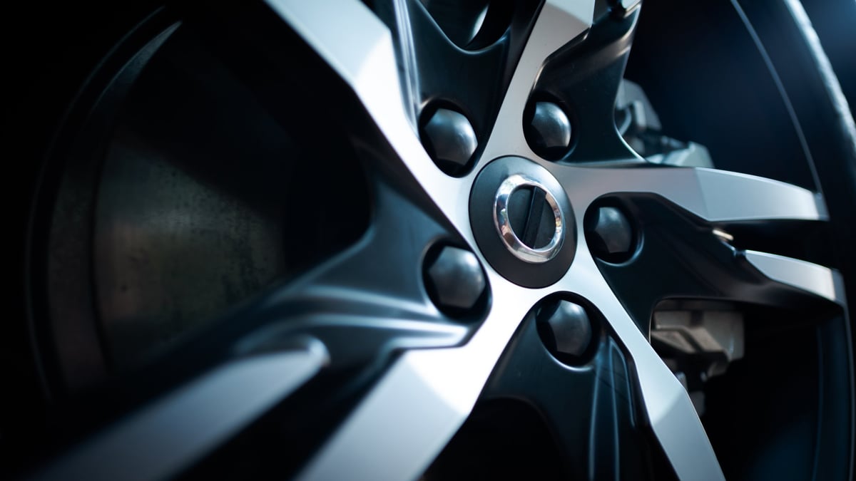 Black chrome delete on luxury car wheel